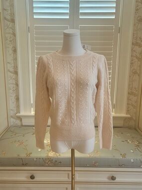NWT J. Crew Cream Cable Knit Crewneck Sweater